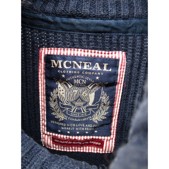 McNeal Sweater Large Pullover Turtleneck Toggle Patch Thick Cotton - Picture 8 of 10